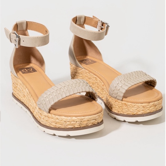 DV by Dolce Vita Blake Taupe Espadrille Wedge Heeled Sandals Size 10 - Picture 2 of 4